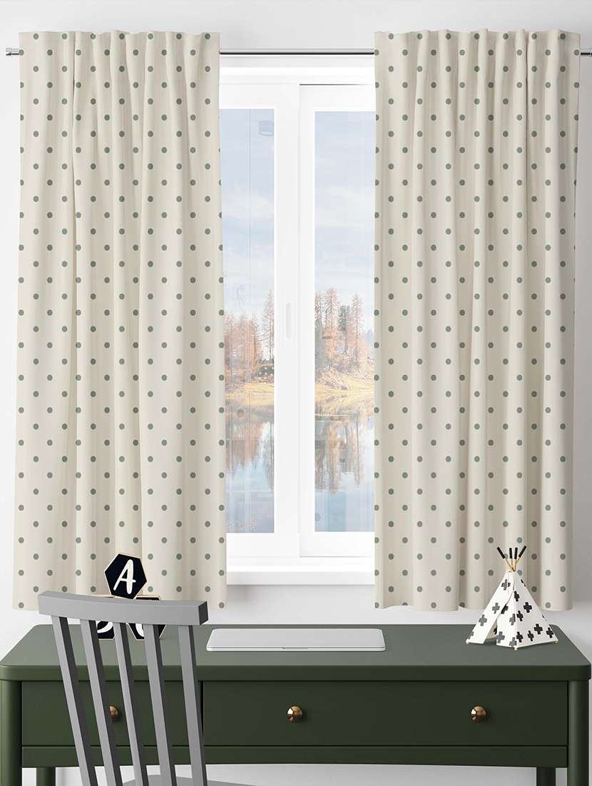 beige printed curtains - 21506141 -  Standard Image - 1