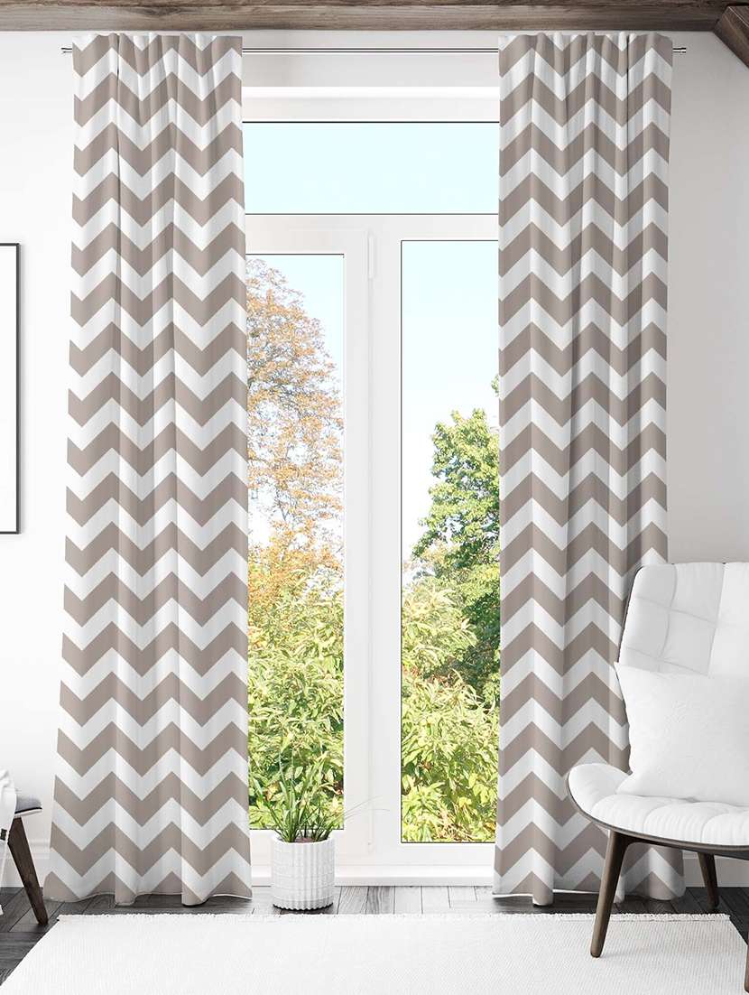 grey printed curtains