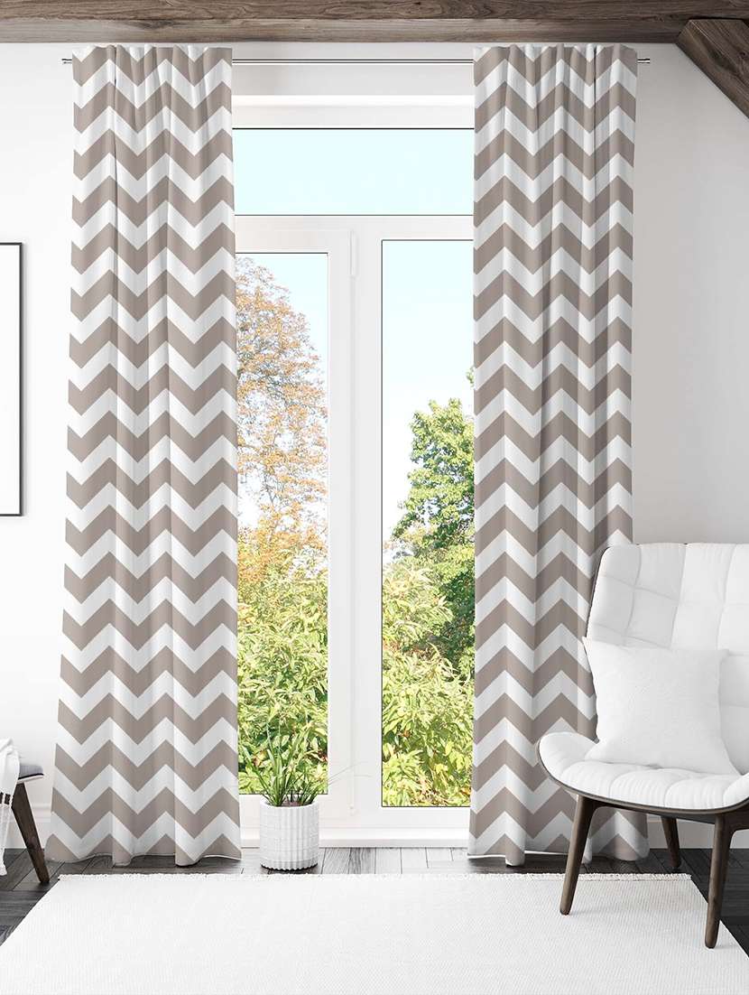 grey printed curtains