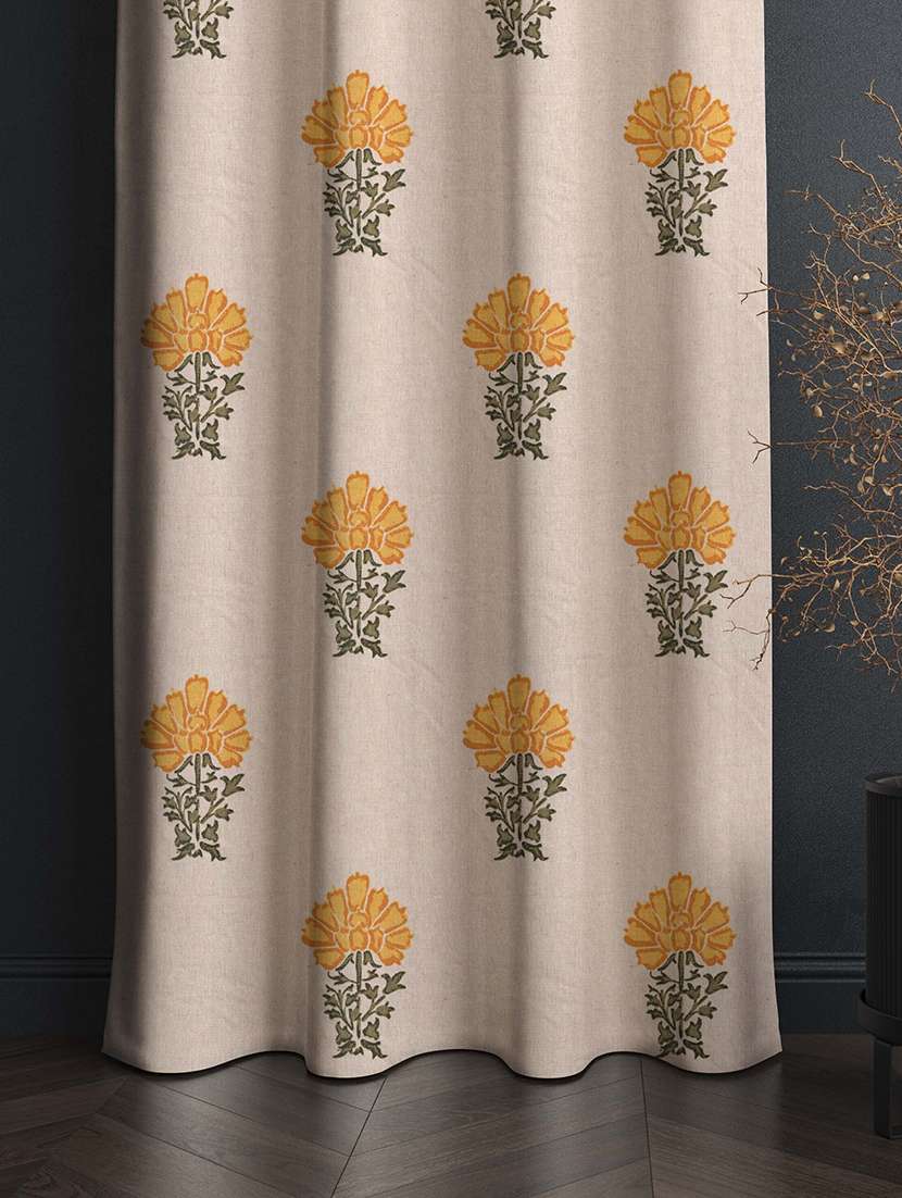 beige printed curtains - 21506148 -  Standard Image - 1