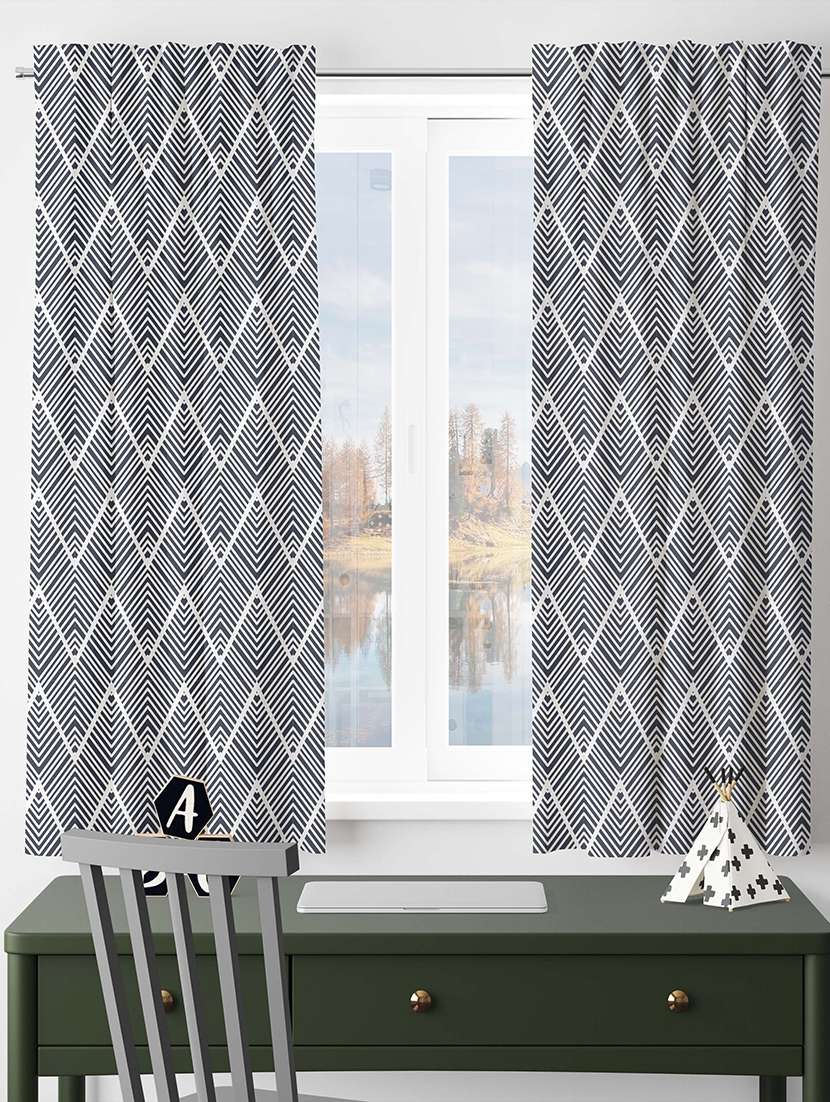 black printed curtains - 21506152 - Standard Image - 1