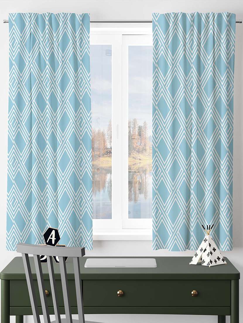 light blue printed curtains - 21506157 -  Standard Image - 1