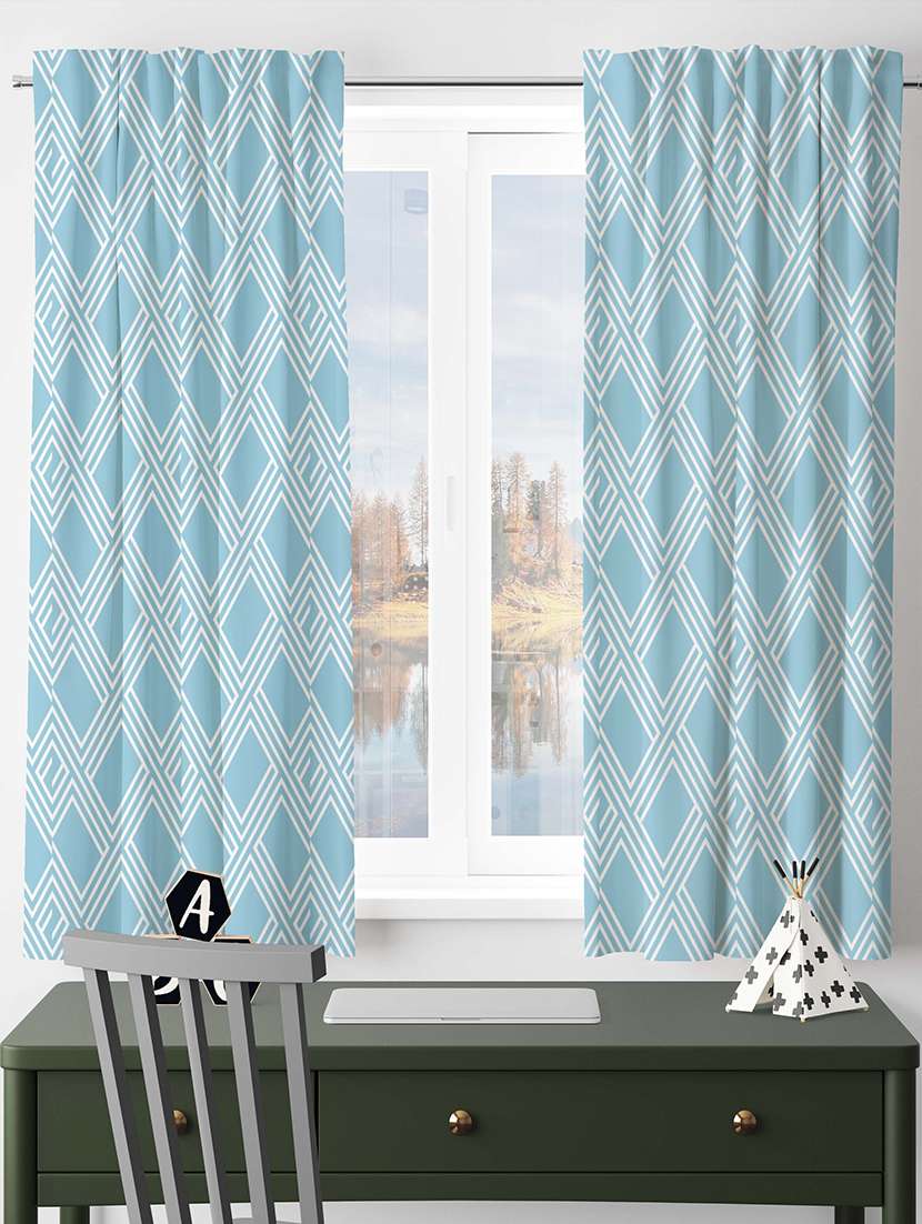light blue printed curtains - 21506159 -  Standard Image - 1