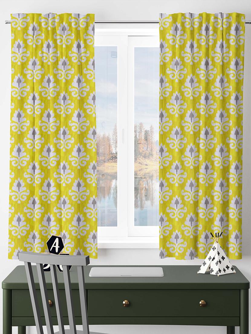 yellow printed curtains - 21506160 - Standard Image - 1