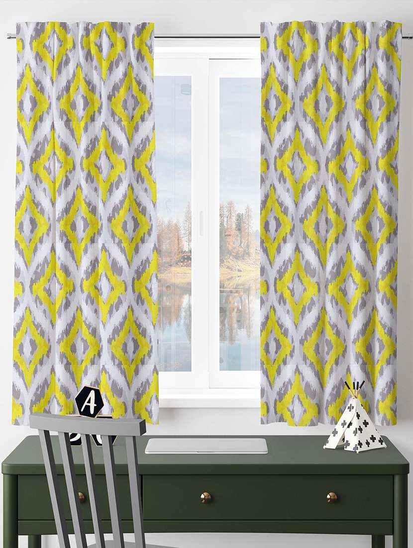 yellow printed curtains - 21506162 -  Standard Image - 1