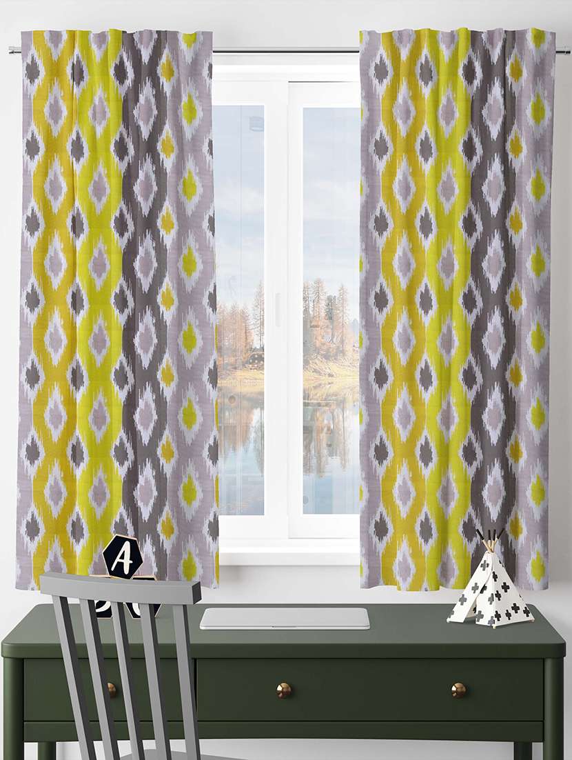 multi coloured printed curtains - 21506163 -  Standard Image - 1