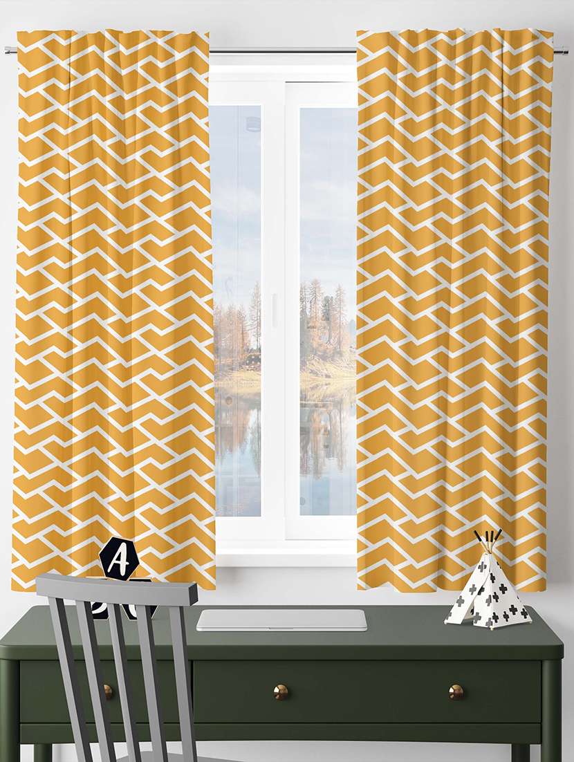 yellow printed curtains - 21506165 -  Standard Image - 1