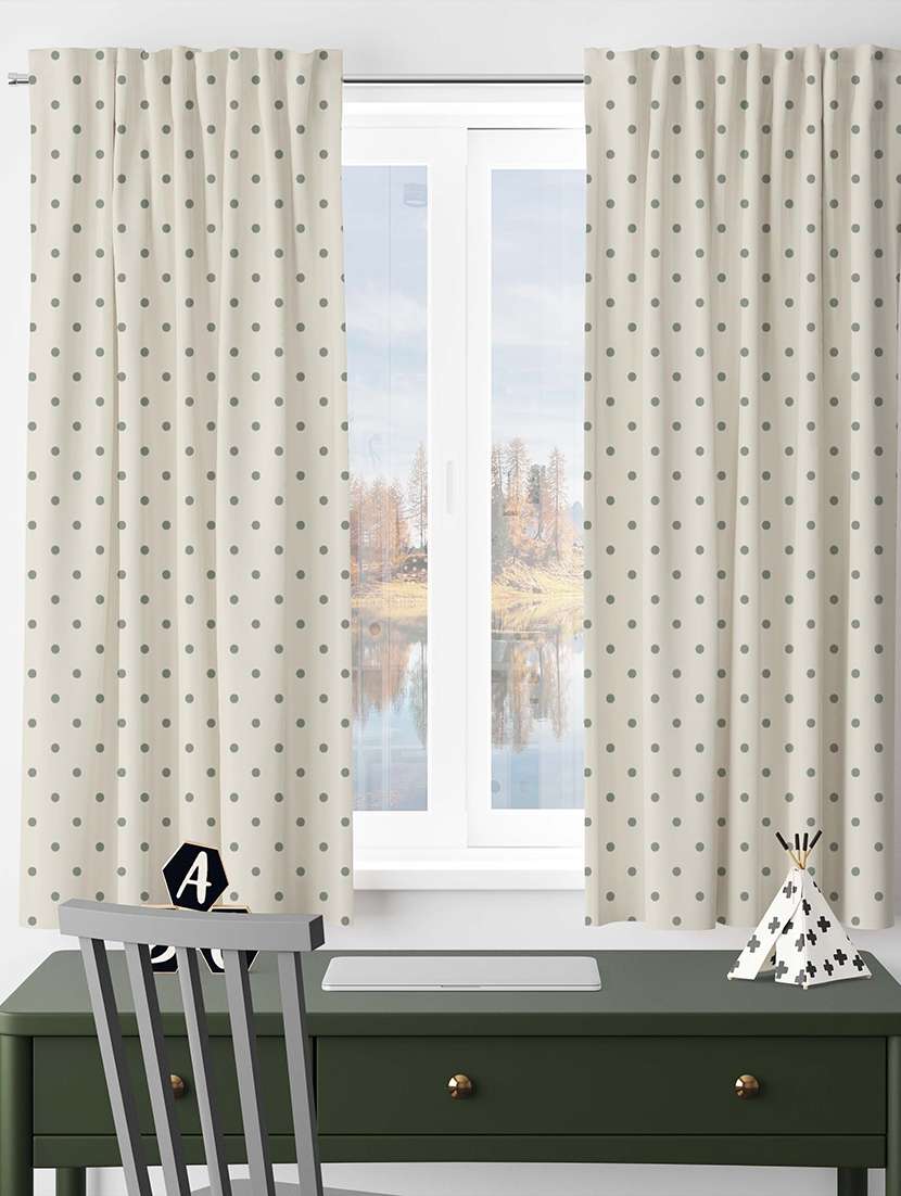 beige printed curtains - 21506171 -  Standard Image - 1