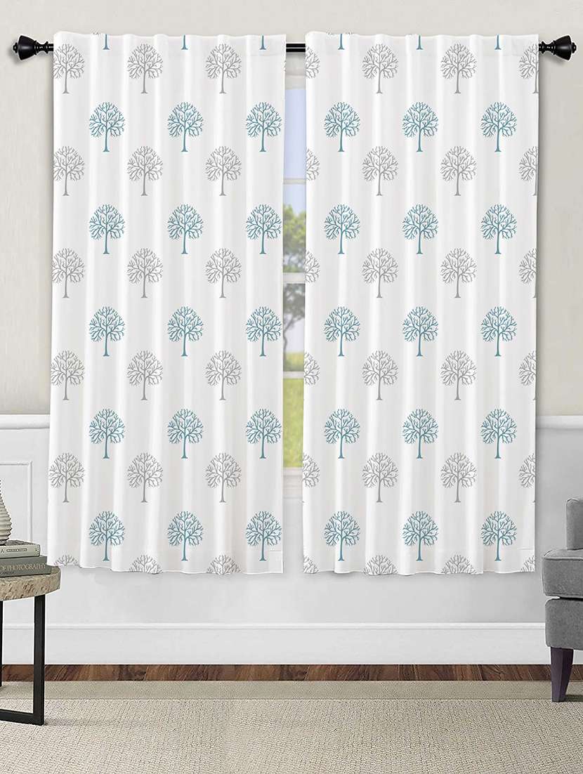 white printed curtains - 21506173 -  Standard Image - 1