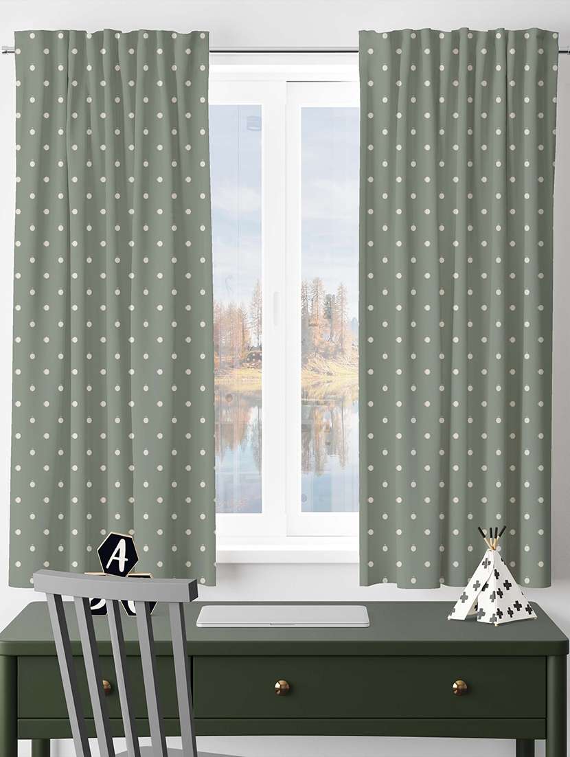 green printed curtains - 21506180 -  Standard Image - 1