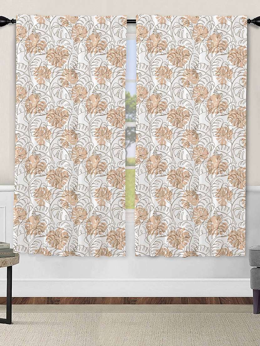 white printed curtains