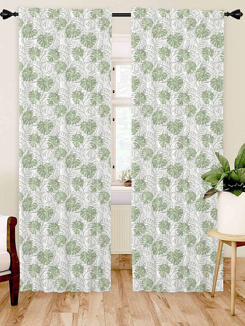 white printed curtains