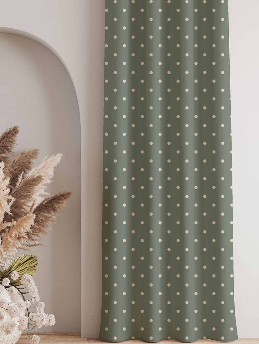 green polka dots printed curtain - 21506188 -  Standard Image - 1