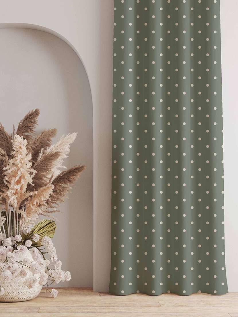 green printed curtains