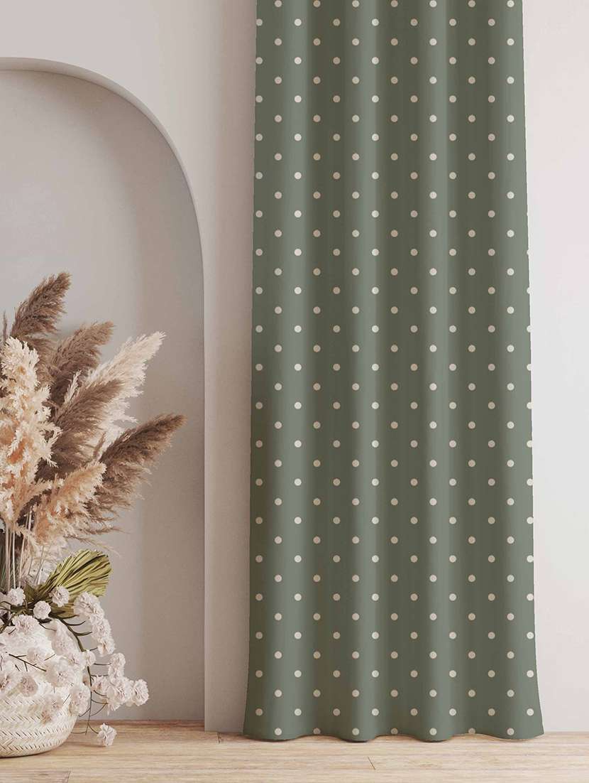 green printed curtains