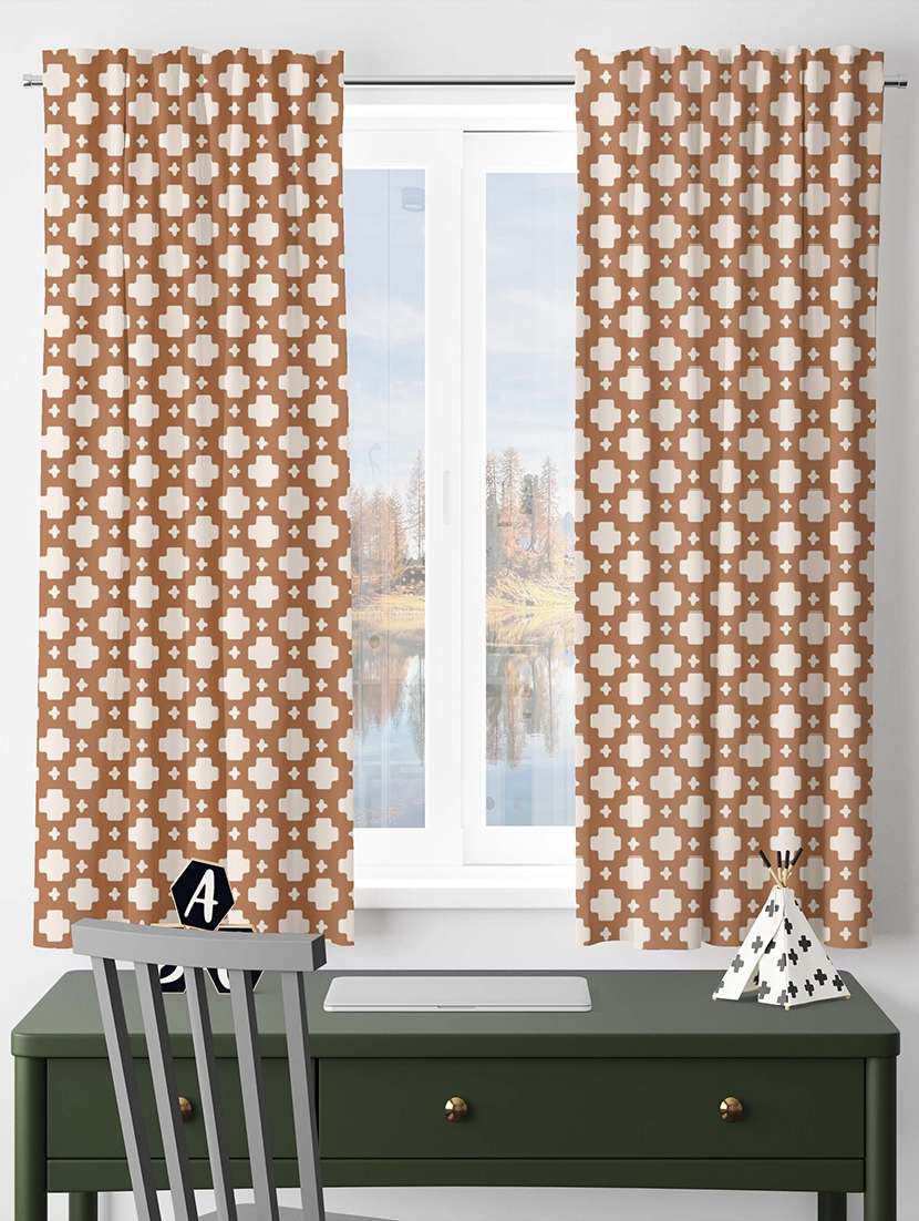 brown printed curtain - 21506198 -  Standard Image - 1