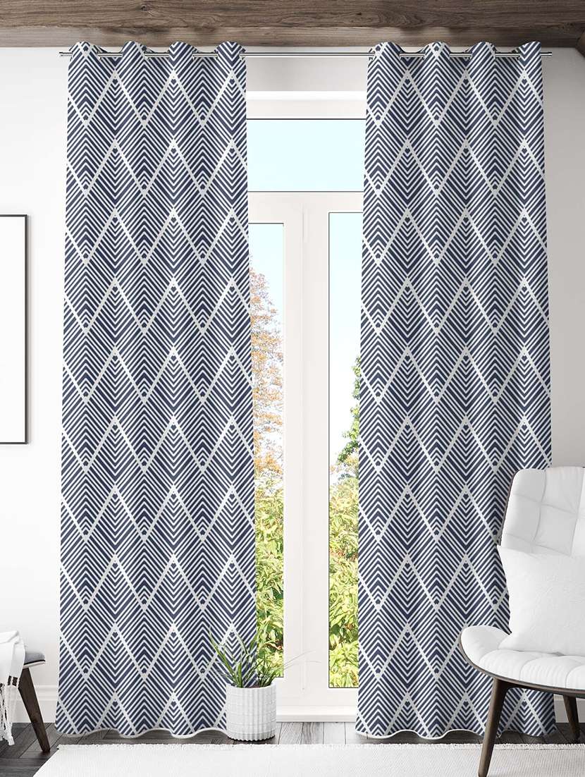 blue printed curtain