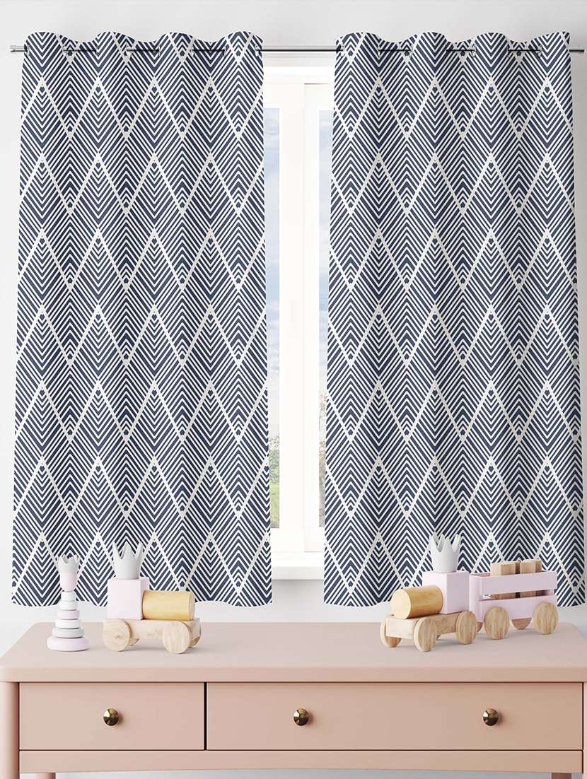 blue printed curtain