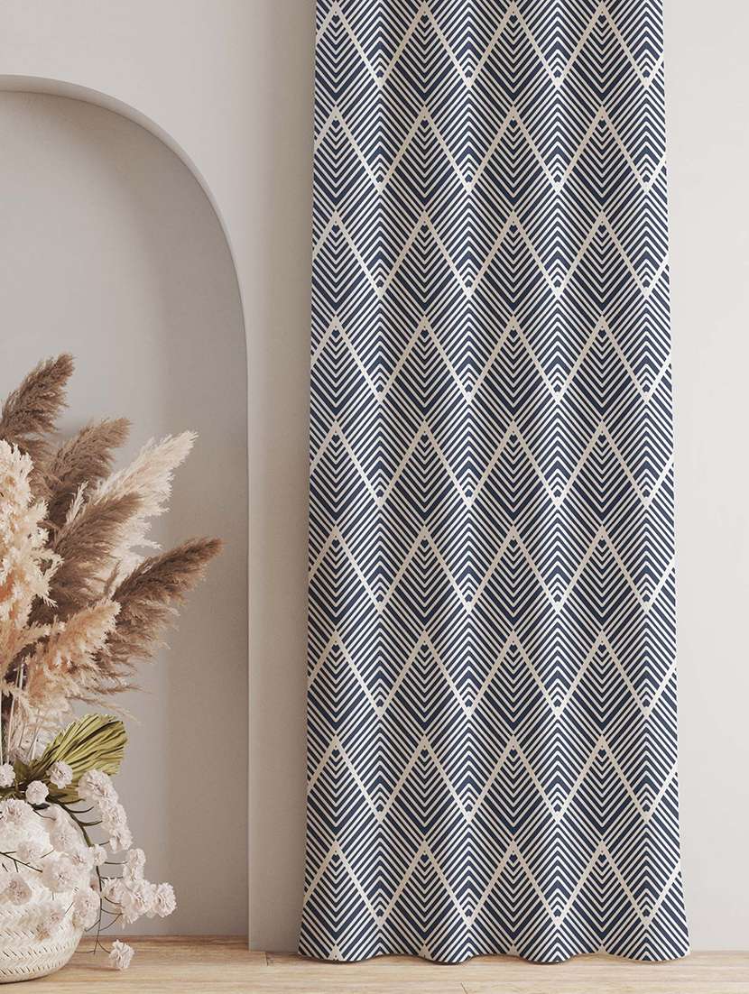 blue printed curtain - 21506200 -  Standard Image - 1