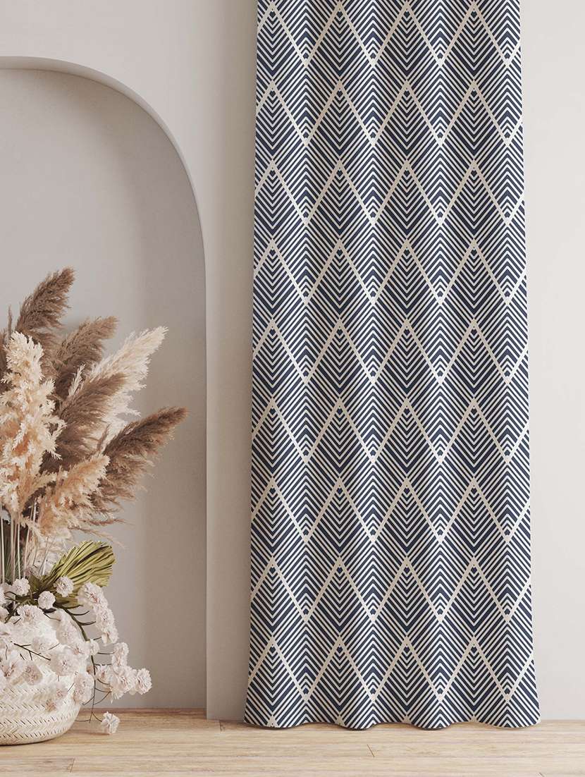 blue printed curtain - 21506201 -  Standard Image - 1