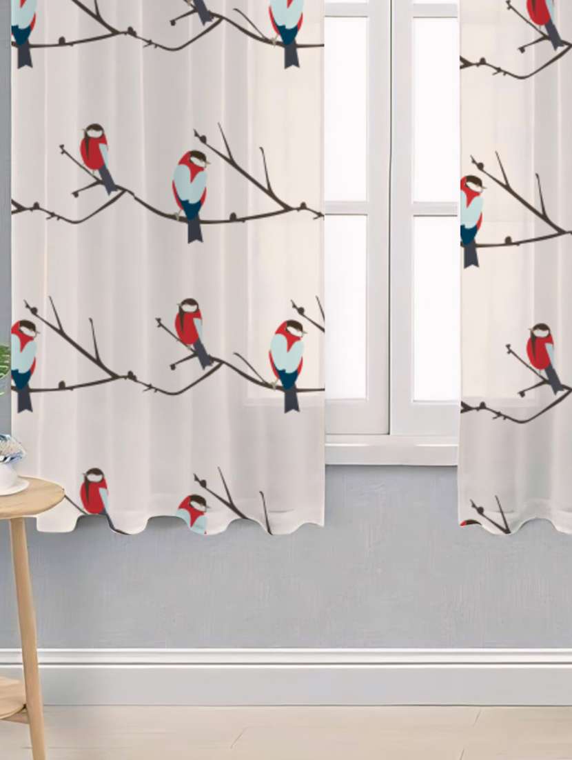 white printed curtains - 21506208 -  Standard Image - 1