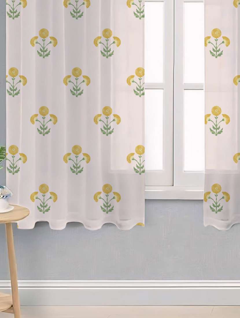 white printed curtains - 21506211 -  Standard Image - 1
