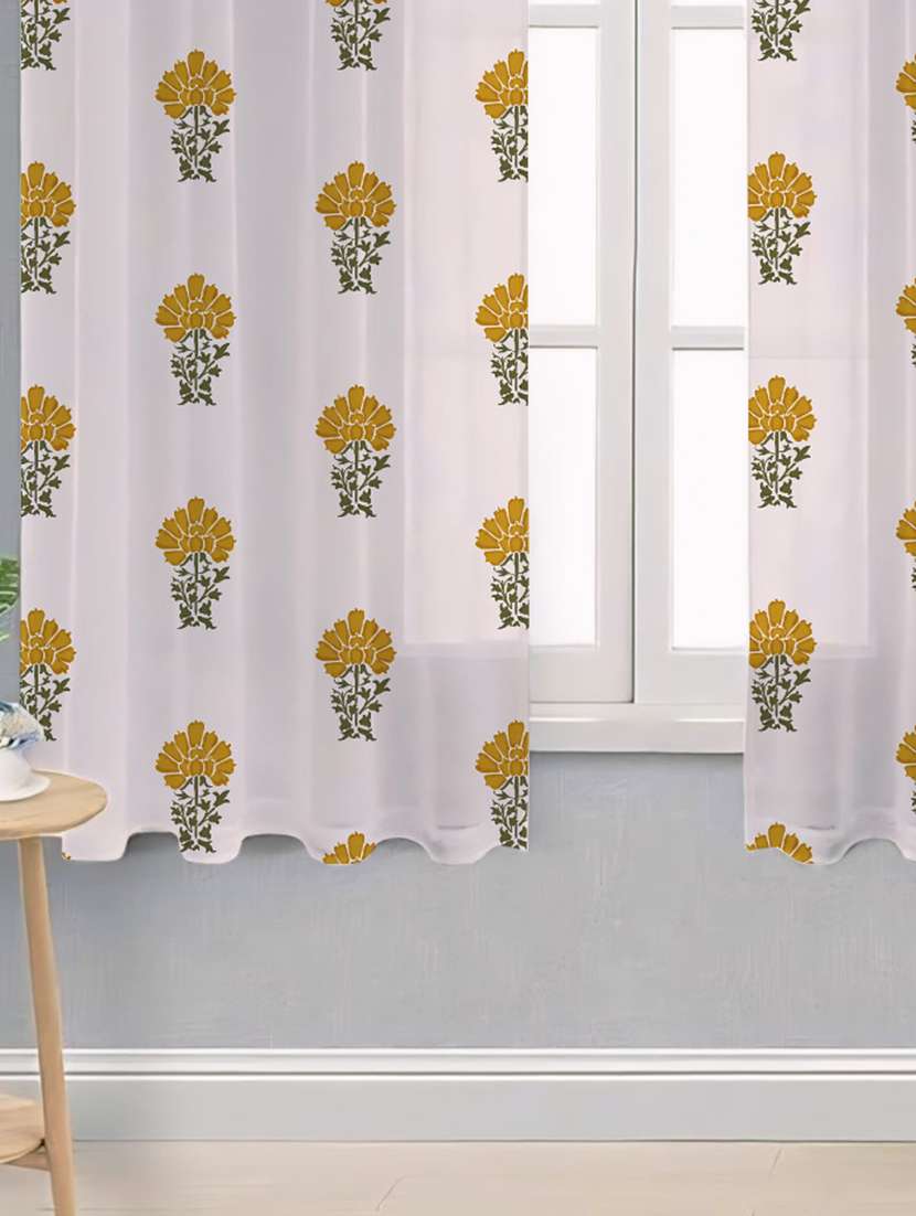 white printed curtains - 21506214 -  Standard Image - 1