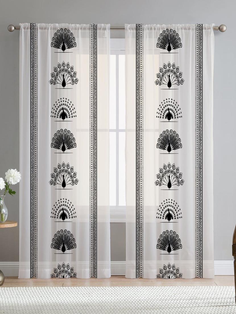 white printed curtains - 21506222 - Zoom Image - 0