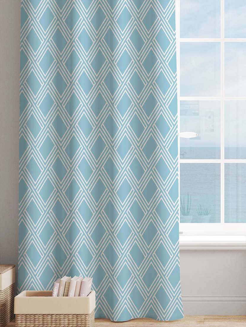 blue printed curtain - 21506230 -  Standard Image - 1