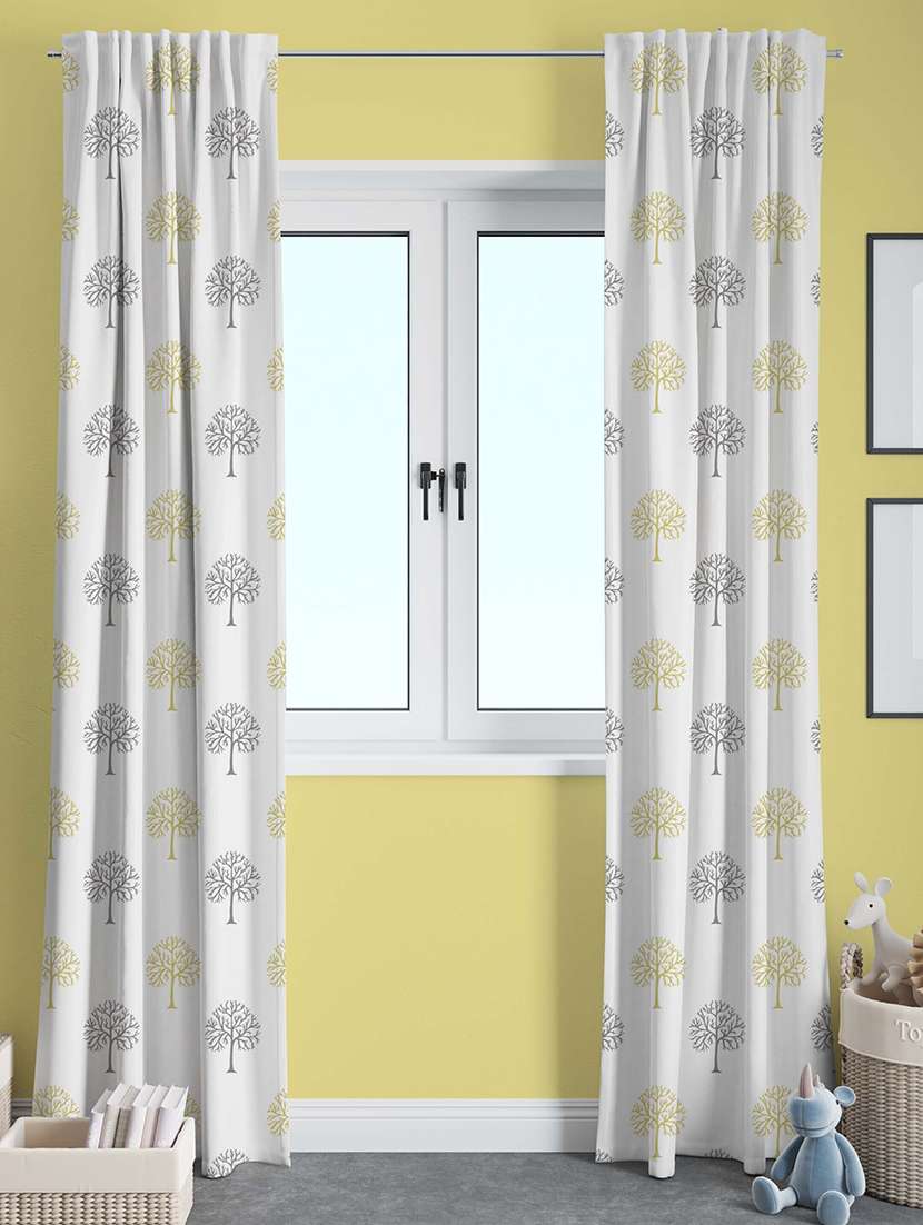 white printed curtains - 21506238 -  Standard Image - 1