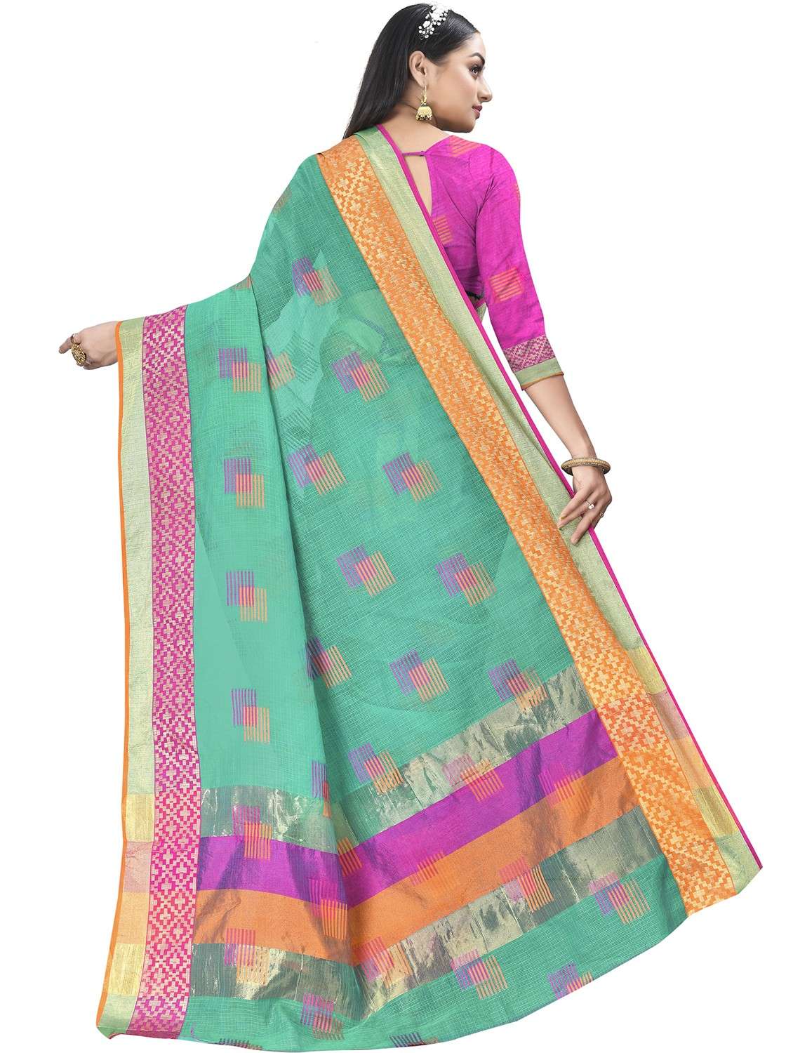 women self-designed kota doria saree with blouse - 21506414 - Standard Image - 1
