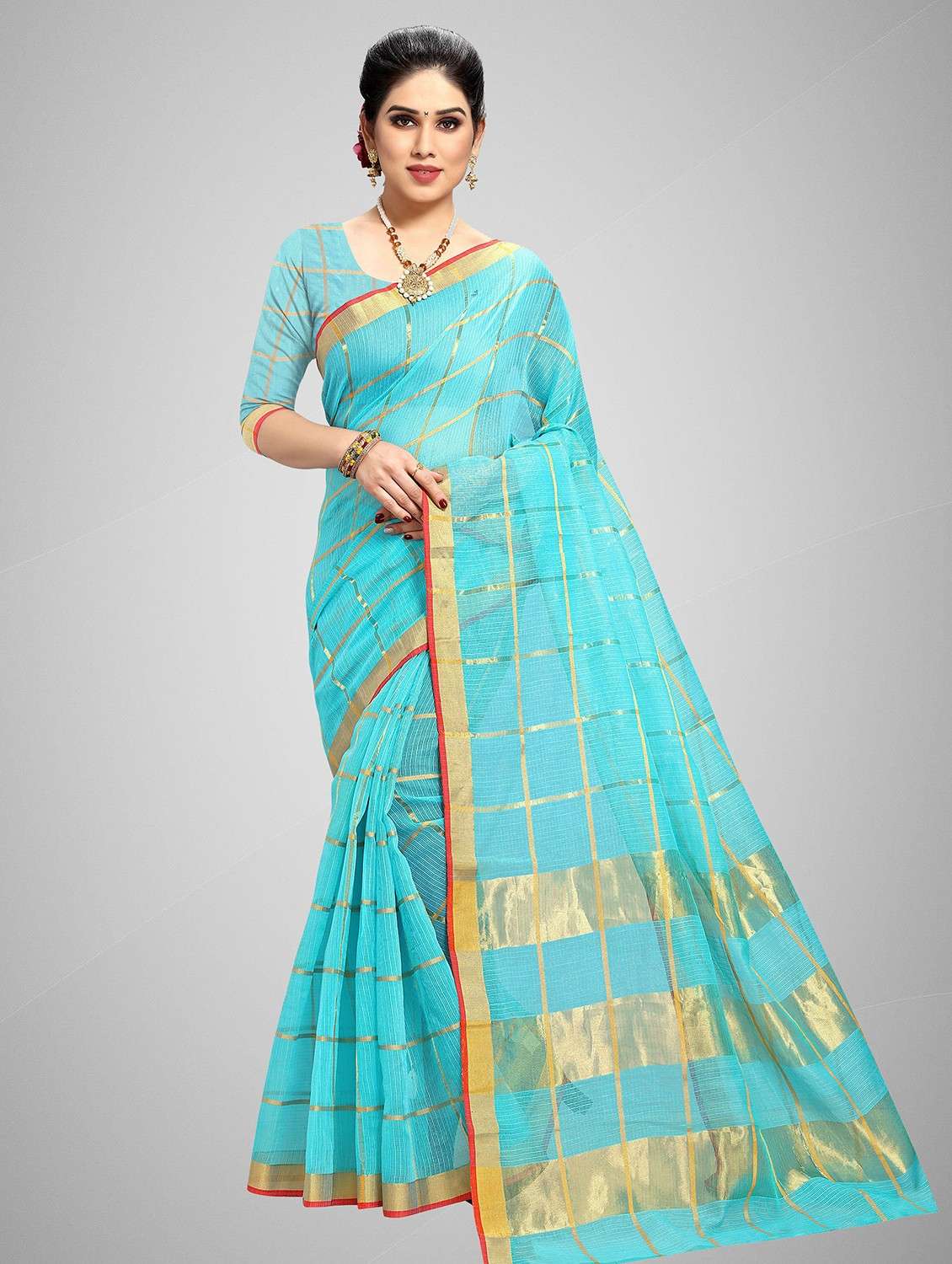 women self-designed kota doria saree with blouse