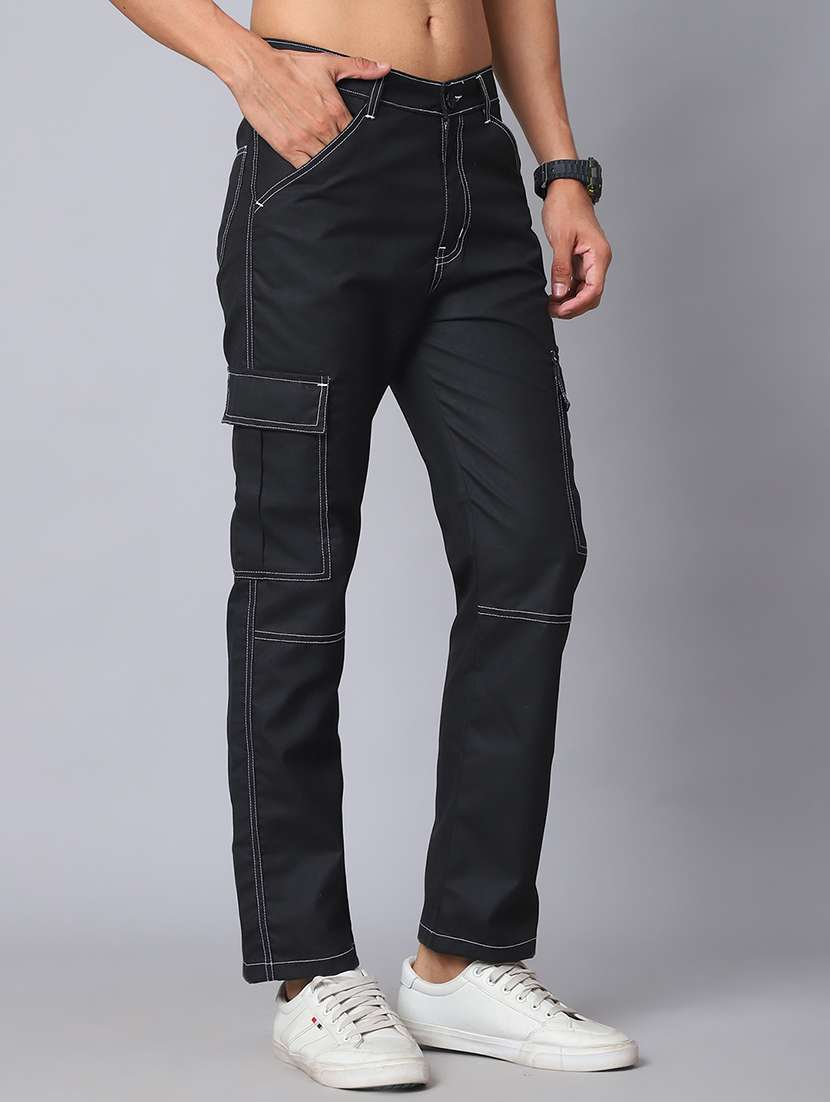 men black cotton blend cargo pants - 21506908 -  Standard Image - 1