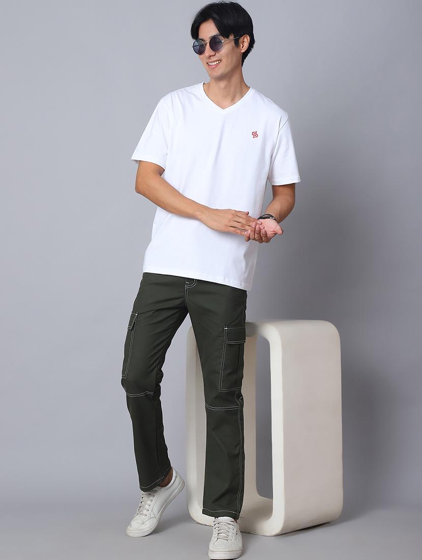 men olive cotton blend cargo pants - 21506911 - Standard Image - 4
