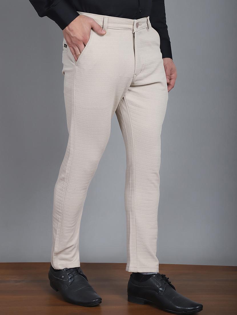 men self design flat front formal trouser - 21506919 - Standard Image - 1