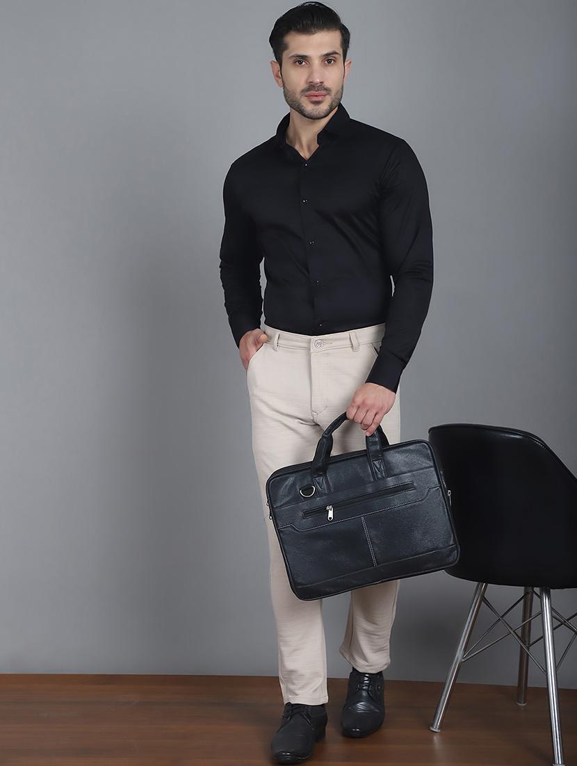 men self design flat front formal trouser - 21506919 - Standard Image - 4