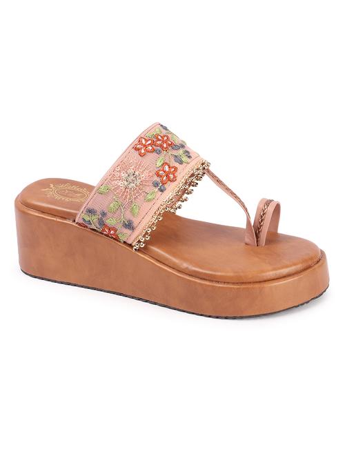 women pink slip on wedges - 21506939 -  Standard Image - 0