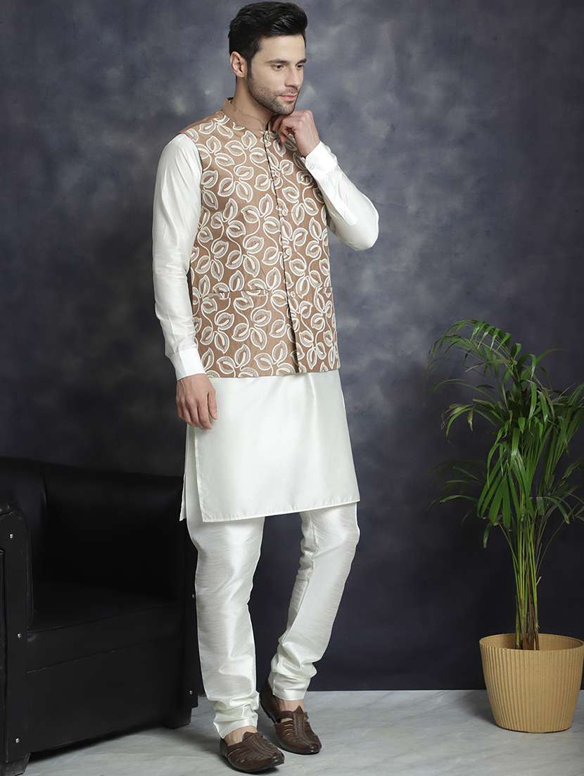 men mandarin neck embroidered nehru jacket - 21506940 -  Standard Image - 4