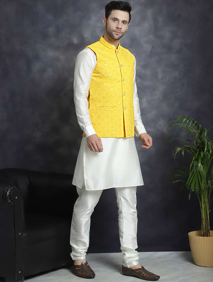 men mandarin neck sequined nehru jacket - 21506945 -  Standard Image - 4