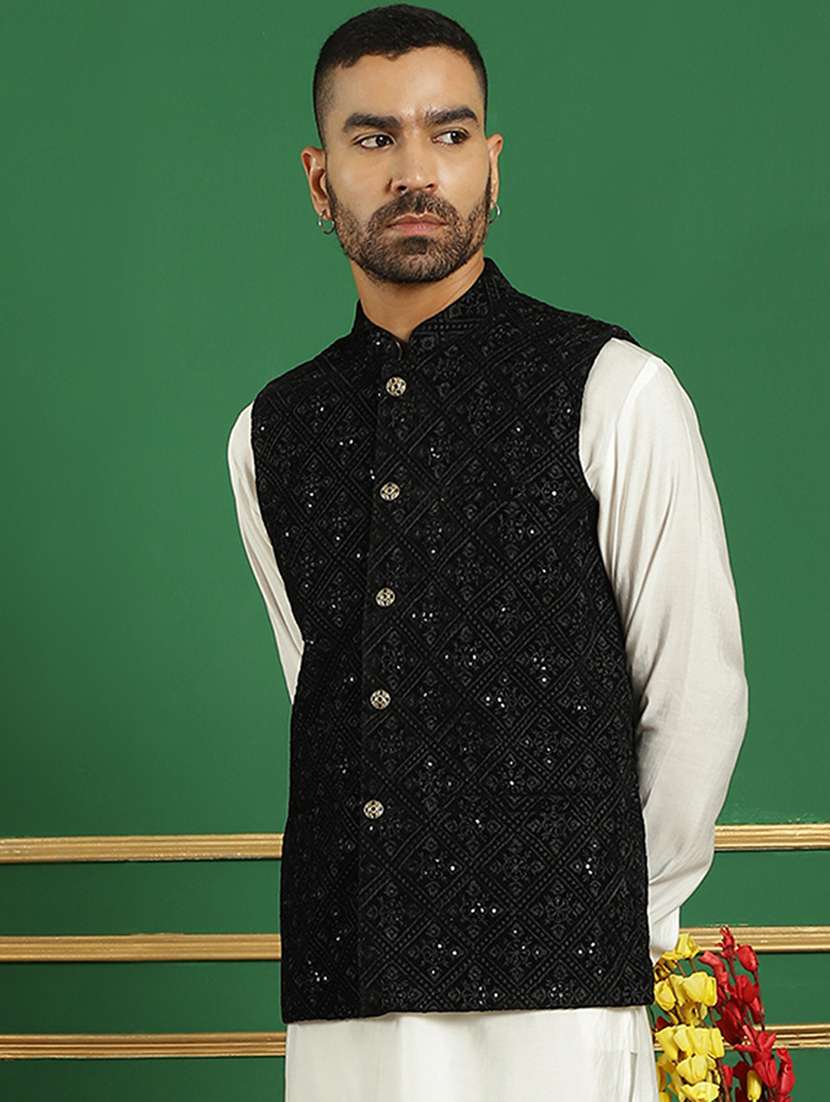 men mandarin neck embroidered nehru jacket - 21506958 -  Standard Image - 1