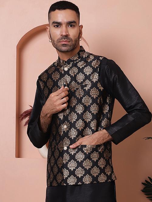 men mandarin neck printed nehru jacket - 21506959 -  Standard Image - 0