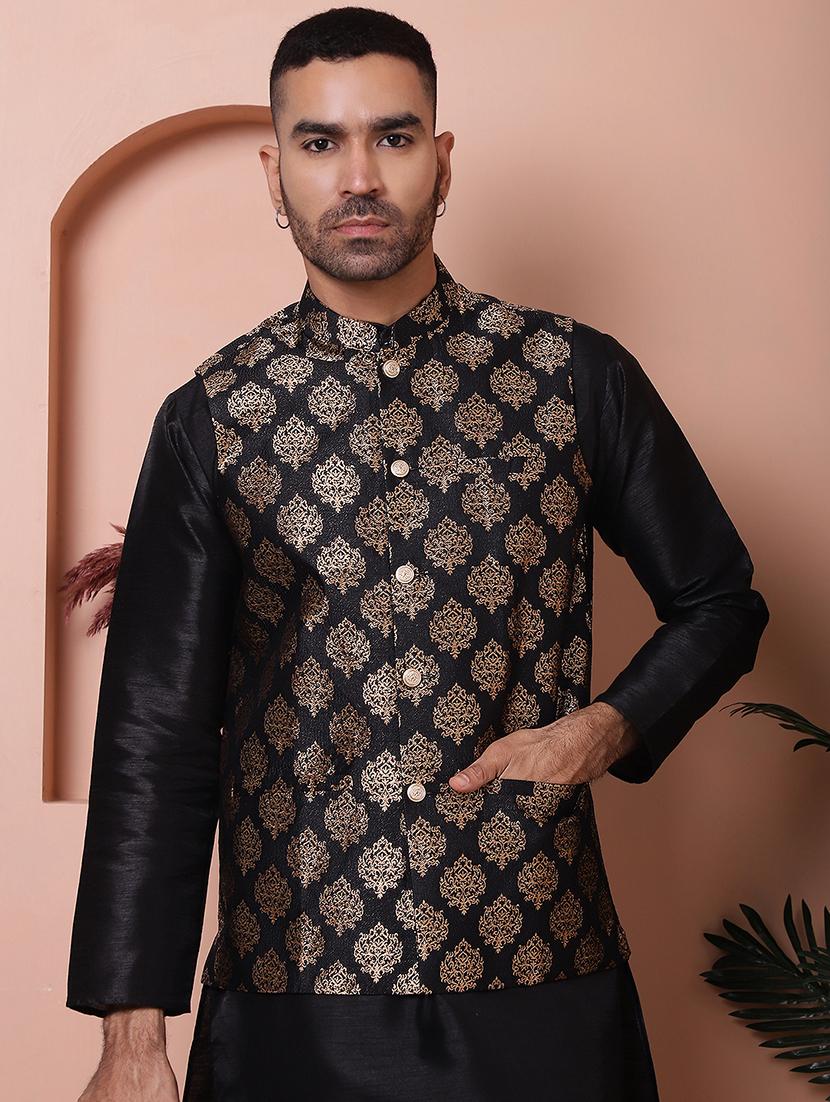 men mandarin neck printed nehru jacket - 21506959 -  Standard Image - 1