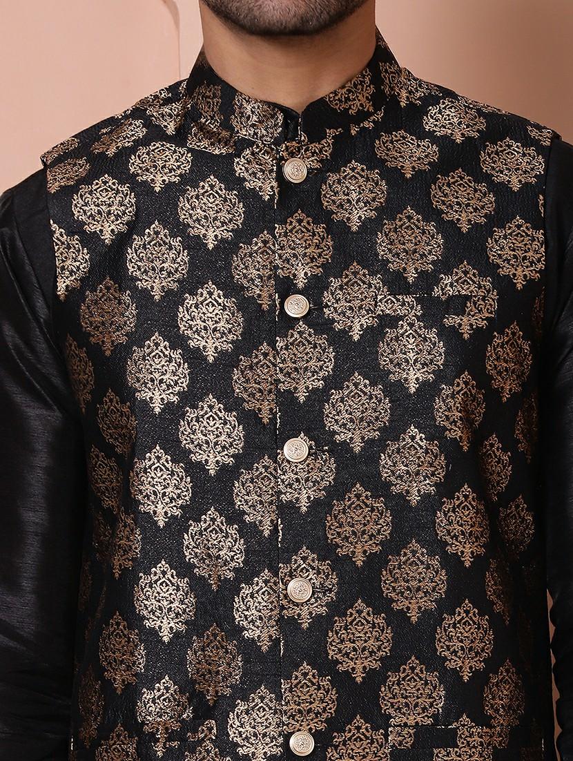 men mandarin neck printed nehru jacket - 21506959 - Standard Image - 4