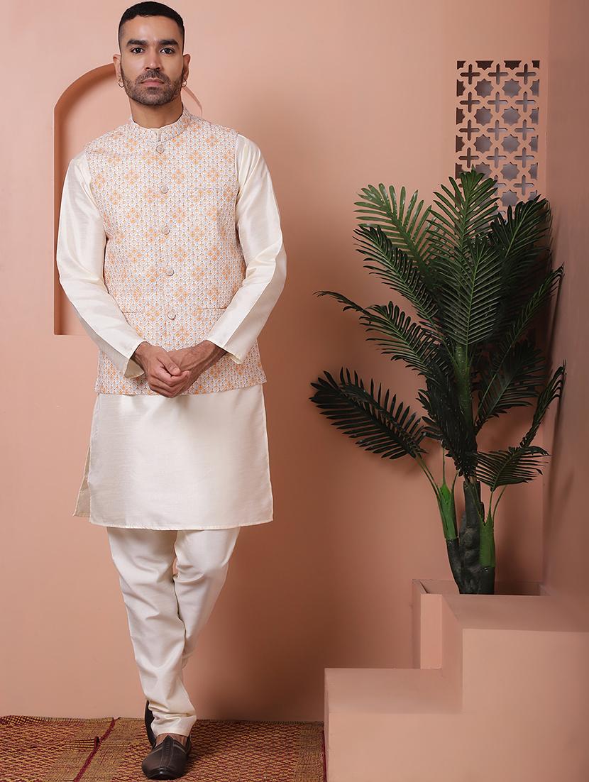 men mandarin neck printed nehru jacket - 21506962 - Standard Image - 4