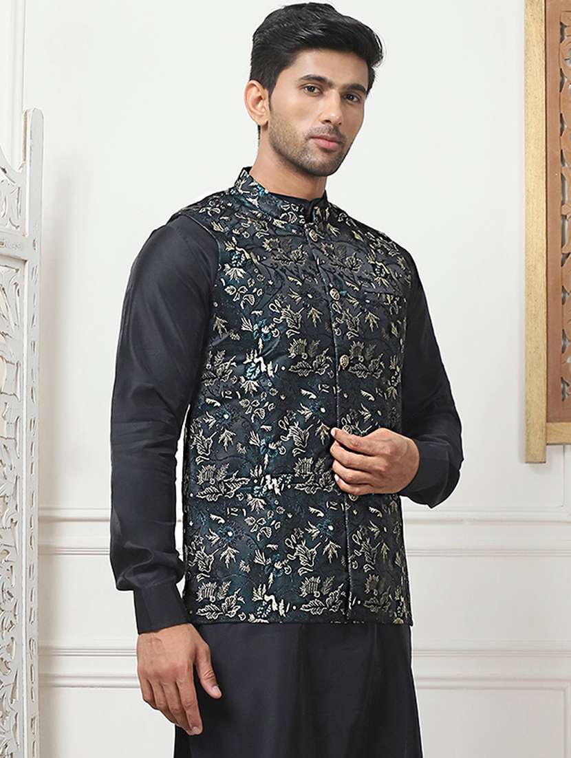 men mandarin neck embroidered nehru jacket - 21506967 -  Standard Image - 1