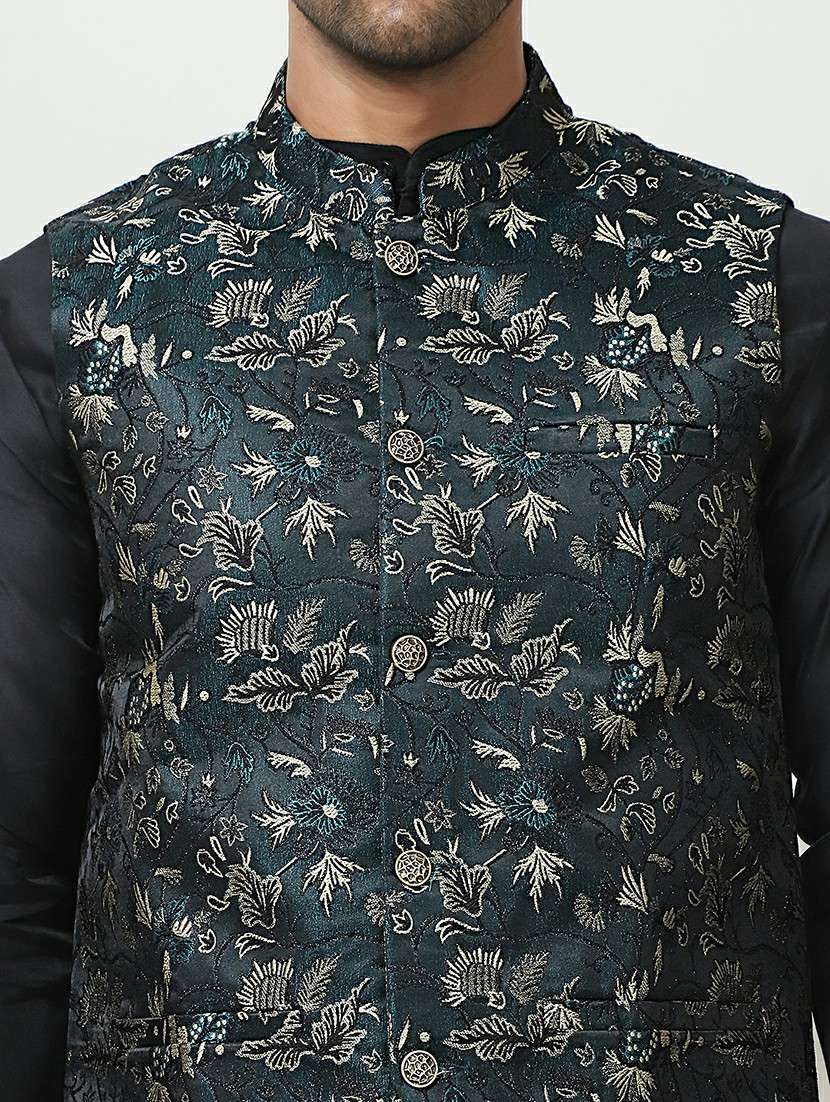men mandarin neck embroidered nehru jacket - 21506967 -  Standard Image - 4