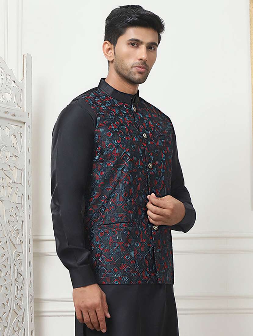 men mandarin neck embroidered nehru jacket - 21506968 -  Standard Image - 1
