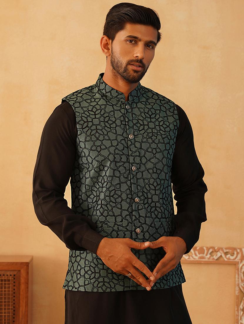 men mandarin neck self design nehru jacket - 21506976 - Standard Image - 1