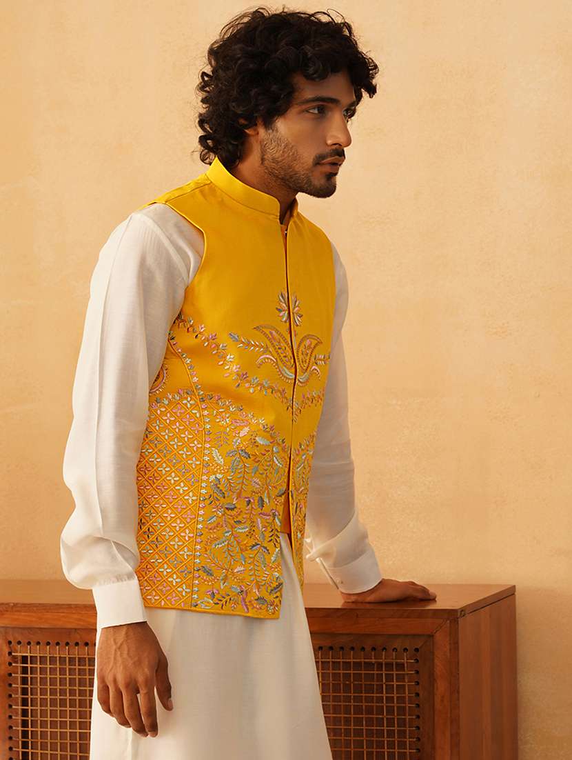 men mandarin neck embroidered nehru jacket - 21506978 -  Standard Image - 1