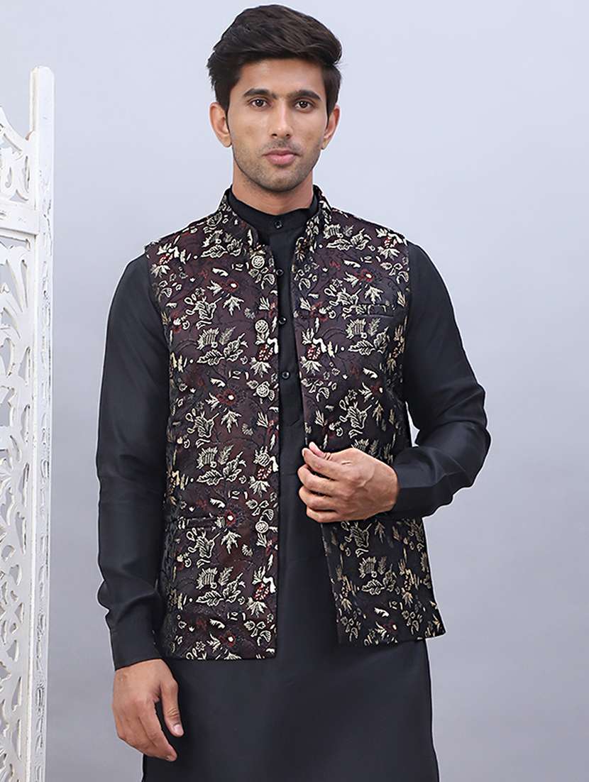 men mandarin neck embroidered nehru jacket - 21506983 -  Standard Image - 1